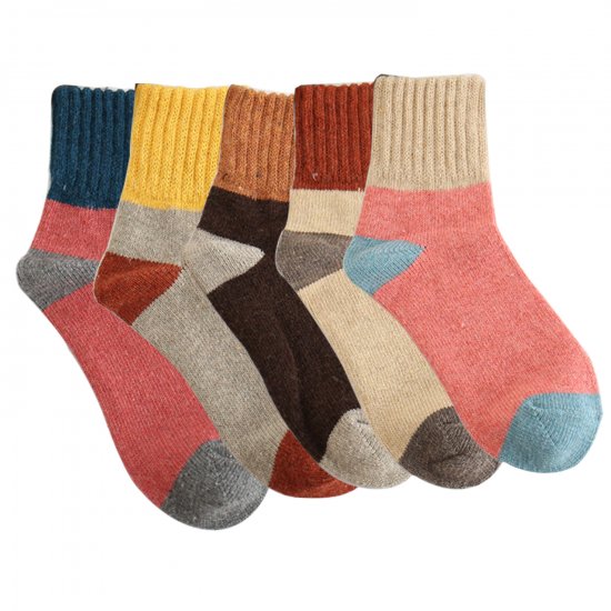 YSense - Pack of 5 Womens Thick Knit Warm Casual Wool Crew Winter Socks - Click Image to Close