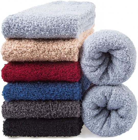 6 Pairs Mens Fuzzy Socks Winter Slipper Fleece Socks Men - Click Image to Close