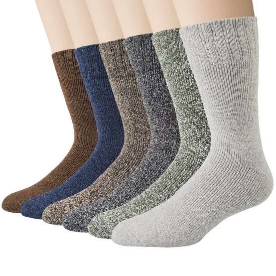 YSense 6 Pairs Mens Wool Socks - Thermal Cozy Warm Socks for Winter - Click Image to Close