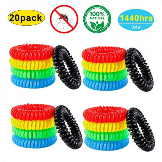 YSense - Mosquito Repellent Bracelets 20 Pack, All Natural, Deet Free and Waterproof Bands - Click Image to Close