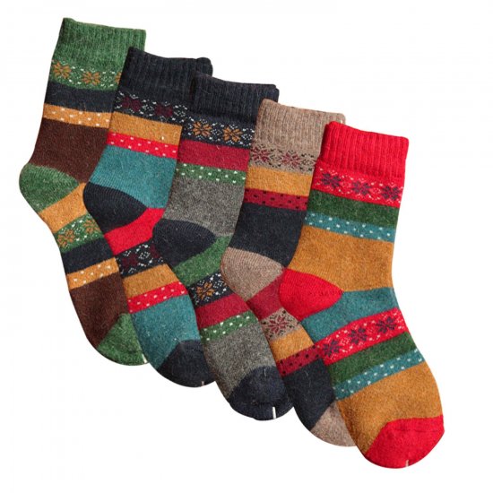 YSense - Pack of 5 Womens Thick Knit Warm Casual Wool Crew Winter Socks - Click Image to Close