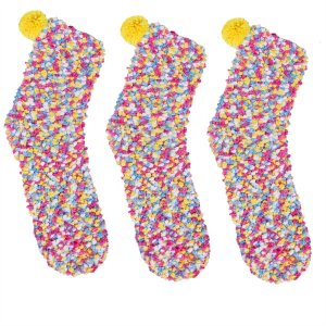 3Pairs DIY Gift Fuzzy Socks for Women Fluffy Socks for Christmas, Boxes Cupcake