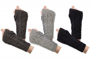3-4 Pairs Fingerless Gloves Arm Warmers for Women Knit Hand Crochet Winter Warm Mittens